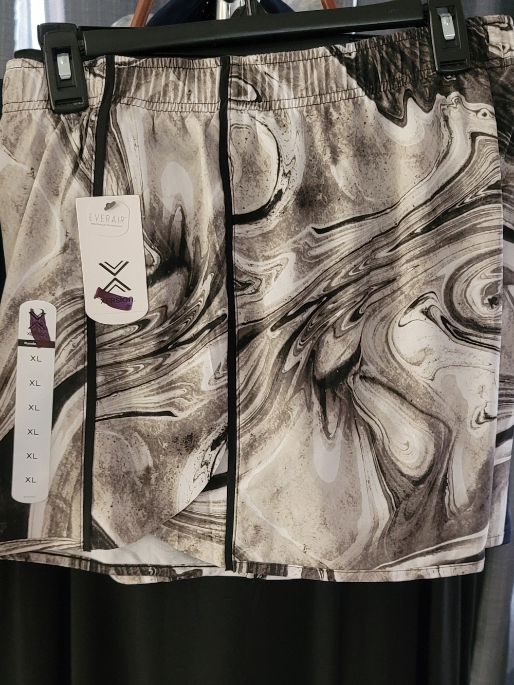 Xersion Women’s Marble Print Drawstring Shorts - Black & White